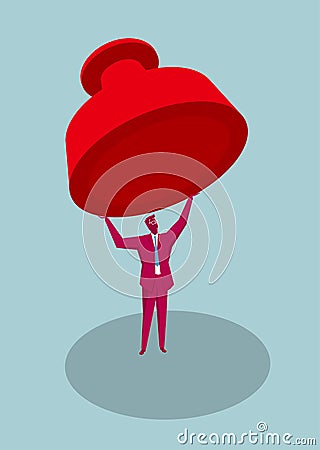 The businessman lift the seal. Vector Illustration